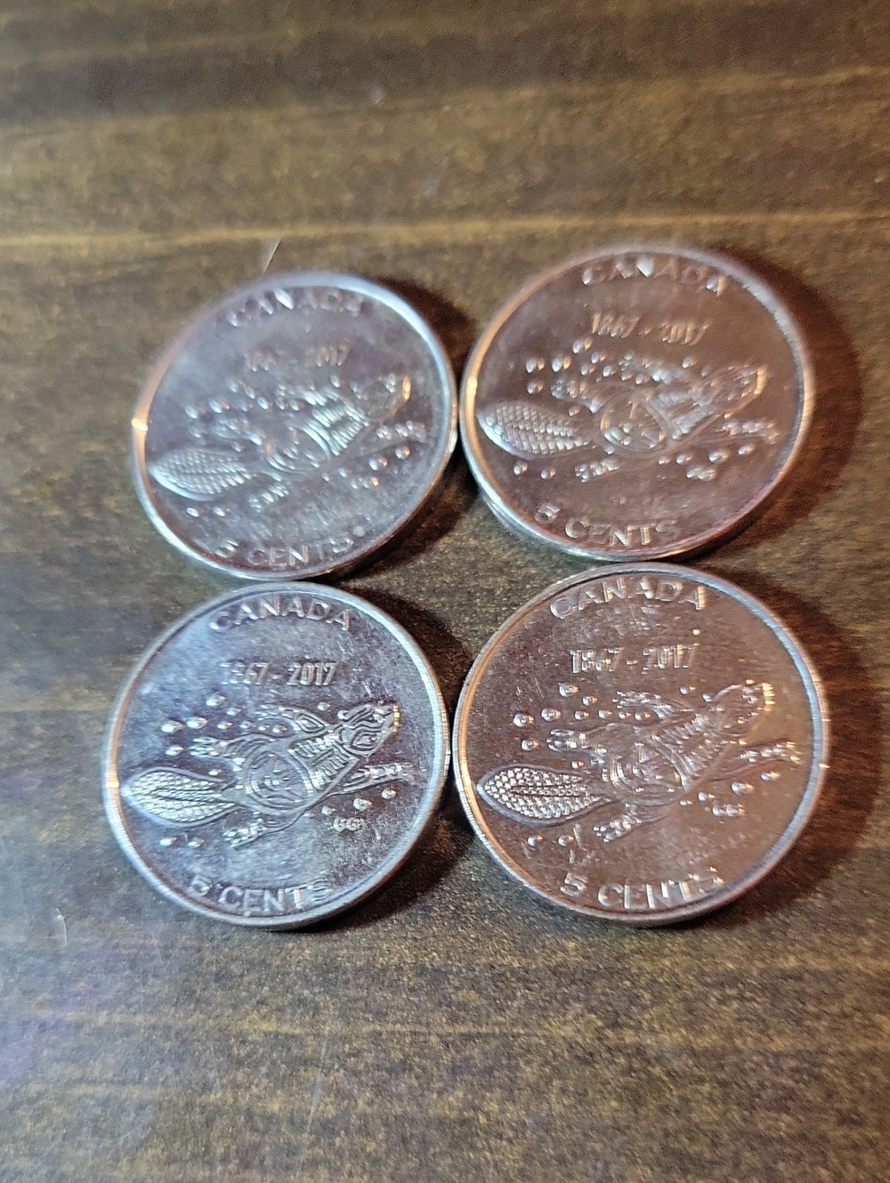 2017 Canadian 5 Cent Commerative Nickel Coins - Silver Tones (Set of 4)